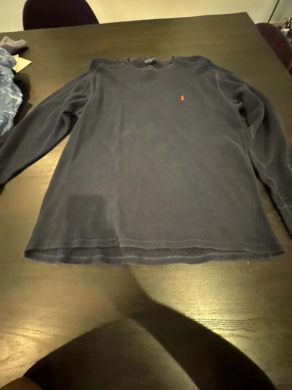 Ralph Lauren Sleepwear Waffle Knit Thermal Long Sleeve Crew Neck Tee XL Navy